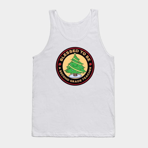 Blessed To Be A Second Grade Teacher Christmas Tank Top by Mountain Morning Graphics